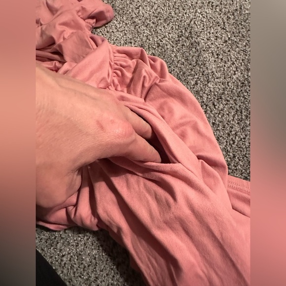 FSL APPAREL Size 2X Pink Flowy Knit Fit And Flare Dress Ruffle Sleeve Pockets - Picture 6 of 9